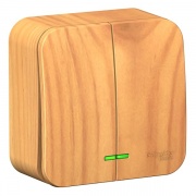 Выключатель 2-клавишный с подсветкой (cх.5) Blanca Schneider Electric 10А 250В ясень изол.пластина