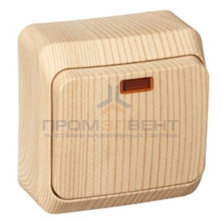 Выключатель одноклавишный с подсветкой Этюд сосна [уп 25 шт]